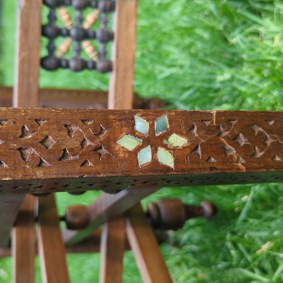 Hand Hammered Tray Table With Folding Legs - Picture 6 of 8